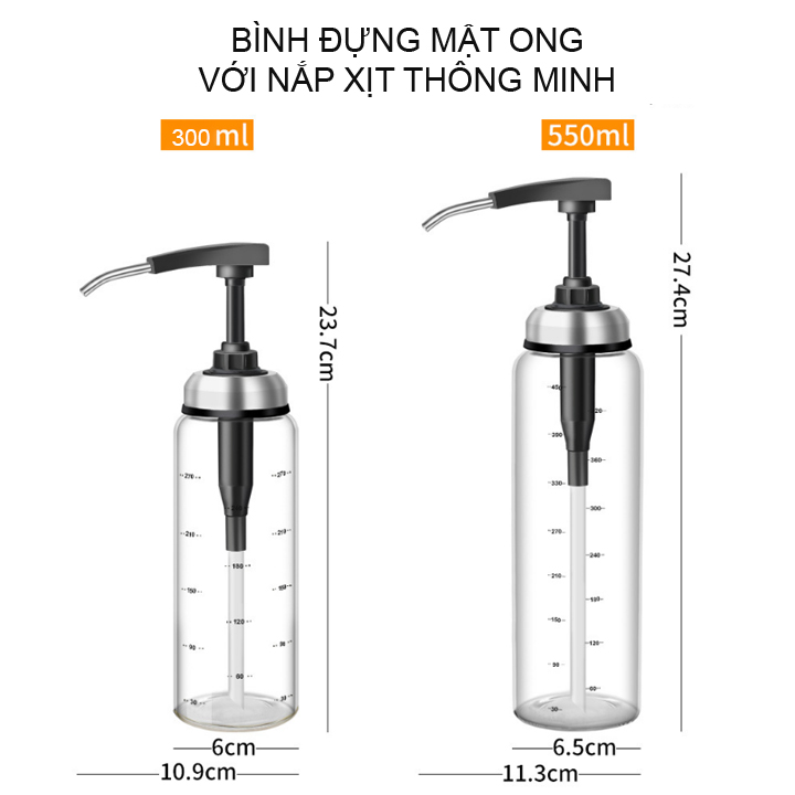 Bình đựng mật ong, sốt cà chua, tương ớt đa năng với nắp xịt thông minh BMO02