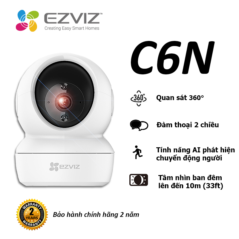 Camera WI-FI EZVIZ C6N-1080P, Smart IR Quan Sát Ban Đêm 10m, Trong Nhà Đàm Thoại 2 Chiều, theo Chuyển Động Thông Minh--Hàng Chính Hãng