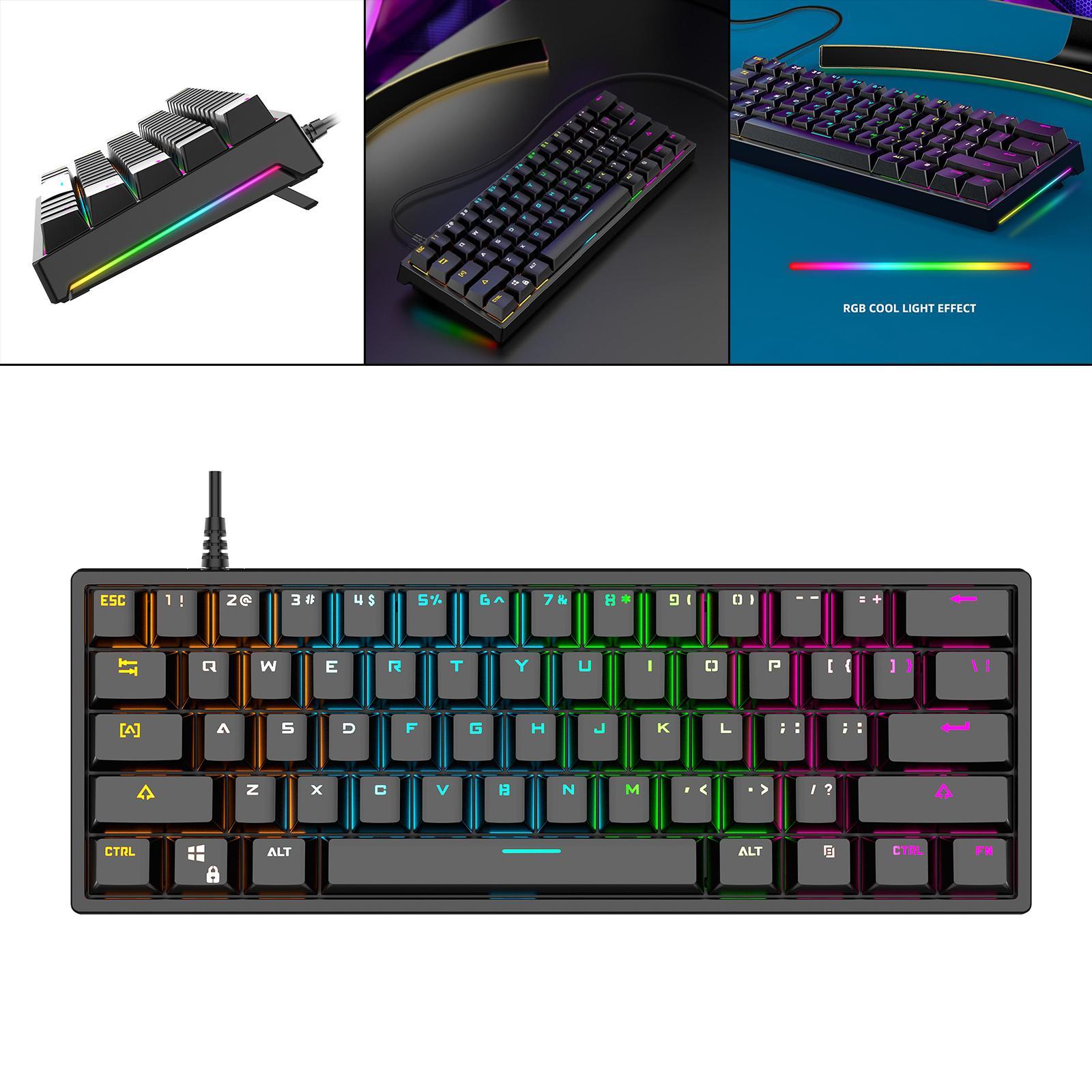 61 Keys Mechanical Keyboards RGB Illuminated Multi Color LED Backlit Wired