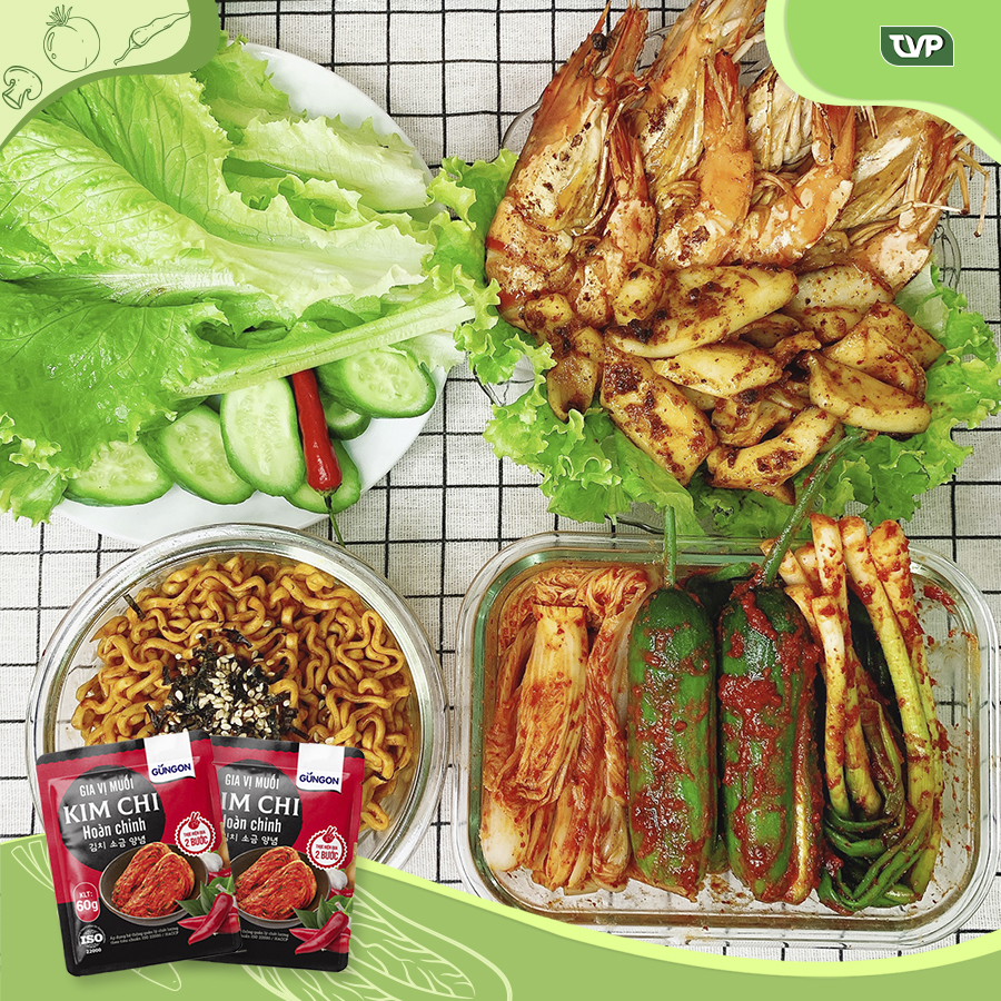 Combo 3 gói gia vị muối kim chi hoàn chỉnh Gungon chuẩn vị Hàn Quốc làm được 3kg kimchi