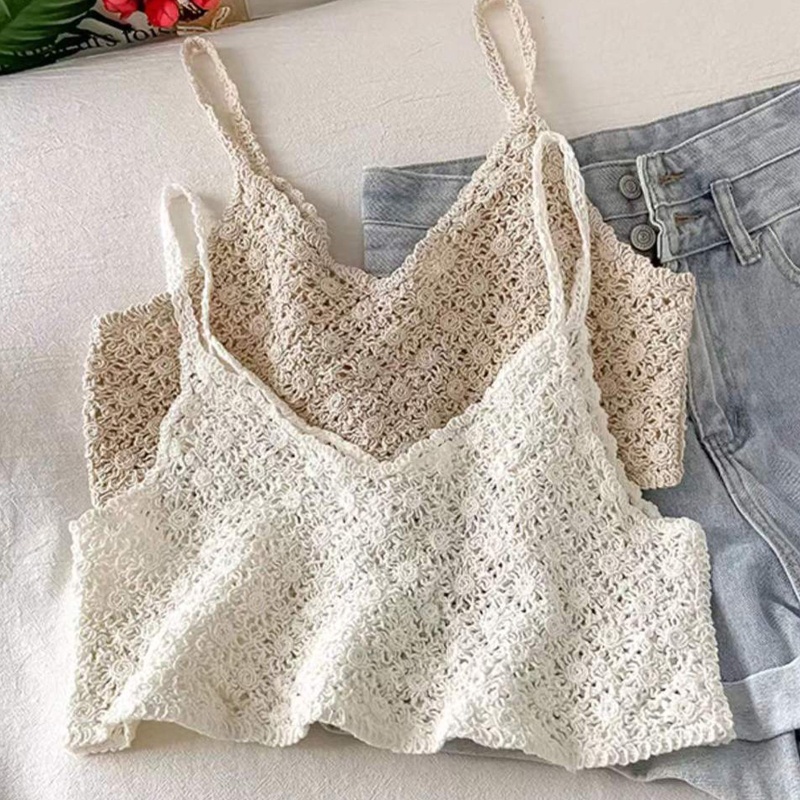 Áo len 2s croptop nữ cổ V đan móc Quảng Châu LS_AL074