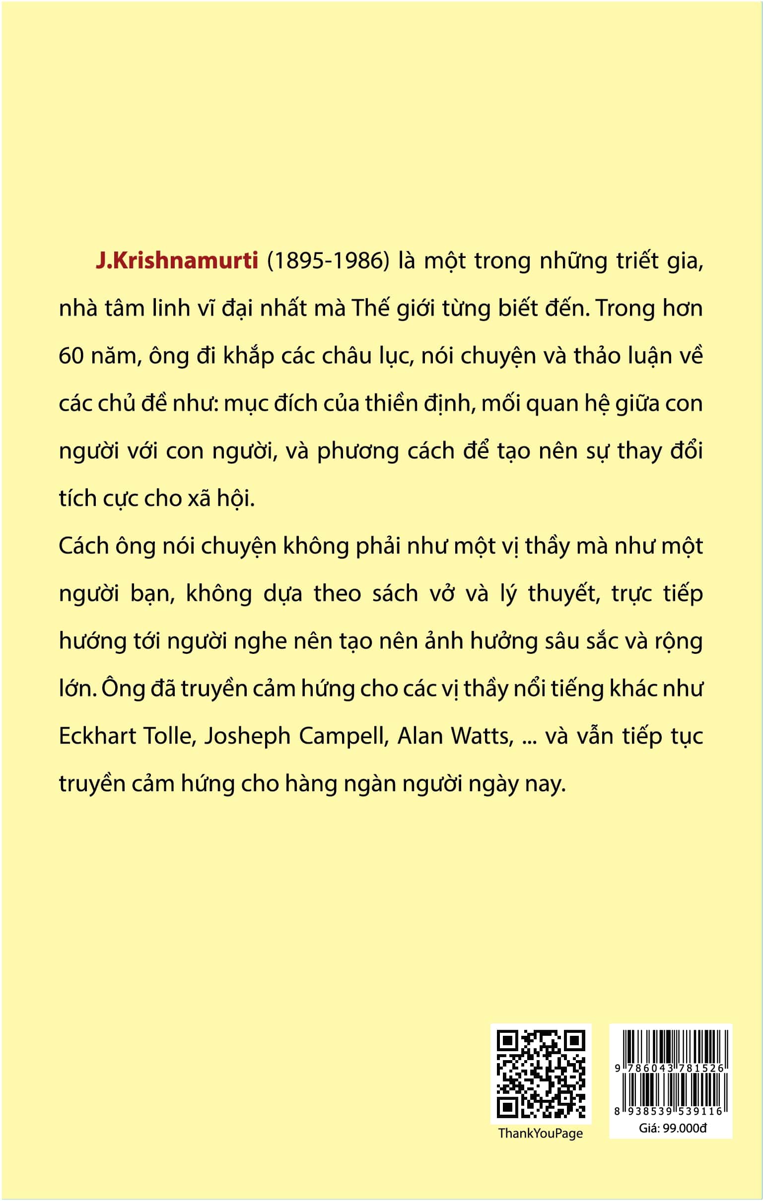 Combo sách Krishnamurti Nói Về Tình Yêu và Liệu Pháp Tâm Hồn