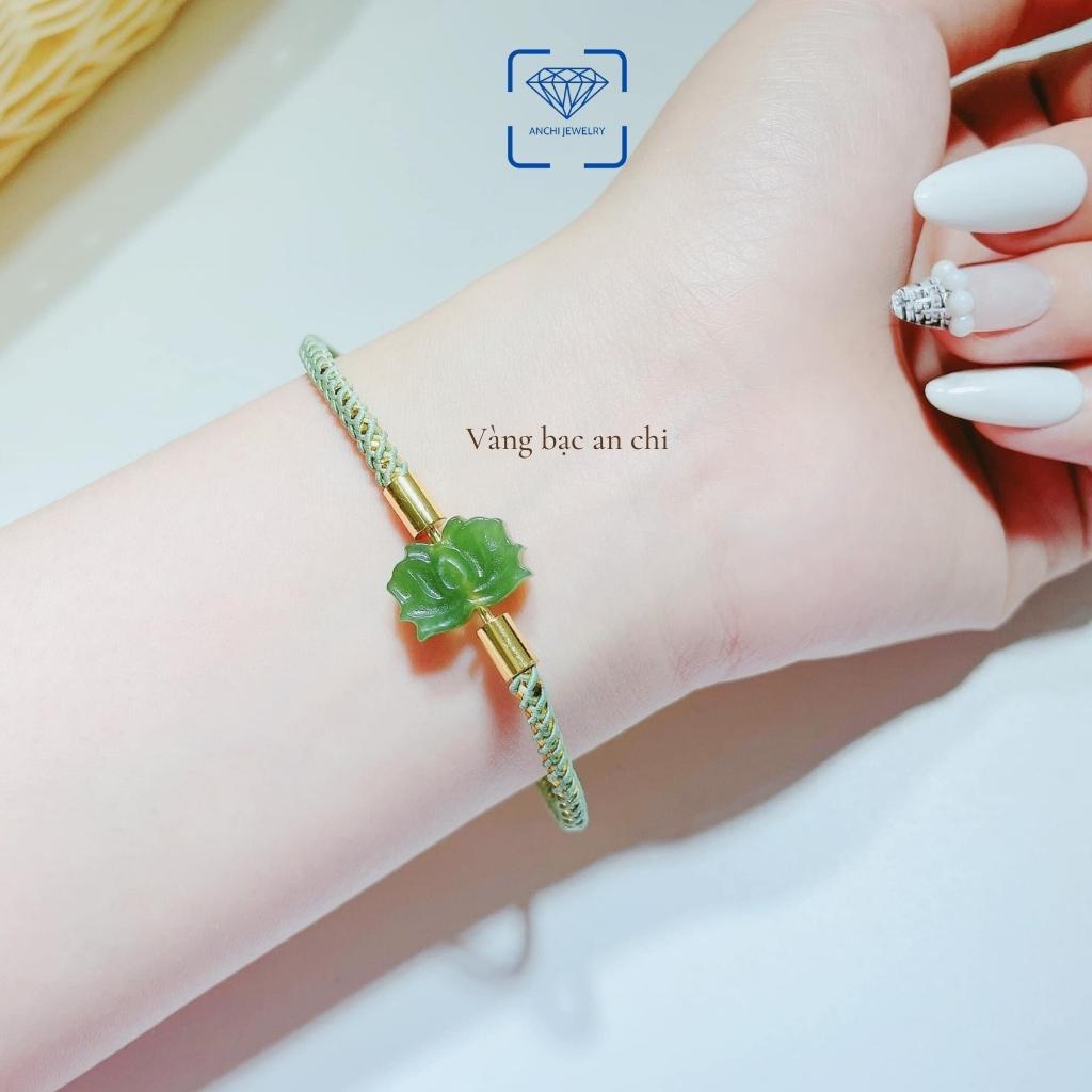 Vòng tay charm hoa sen màu xanh ngọc Anchi jewelry