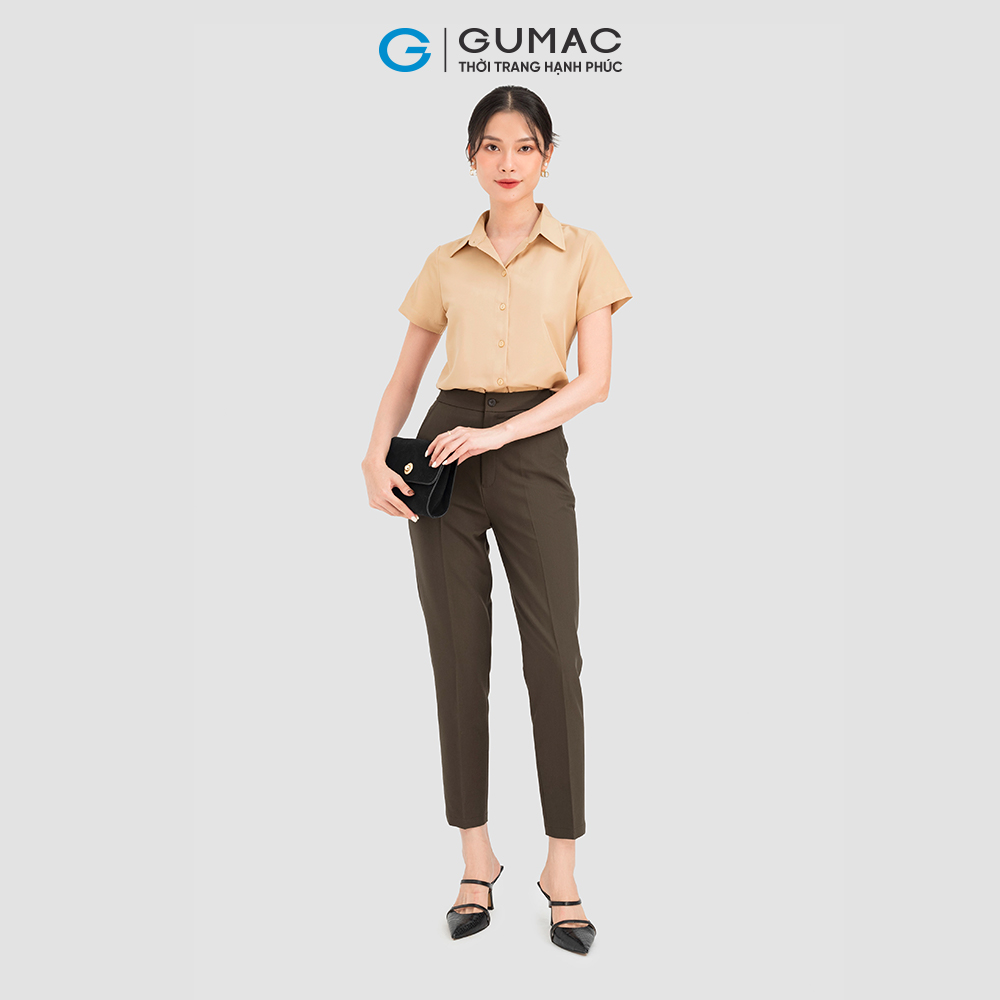 Áo sơ mi nữ GUMAC AC08022 form cơ bản tay ngắn