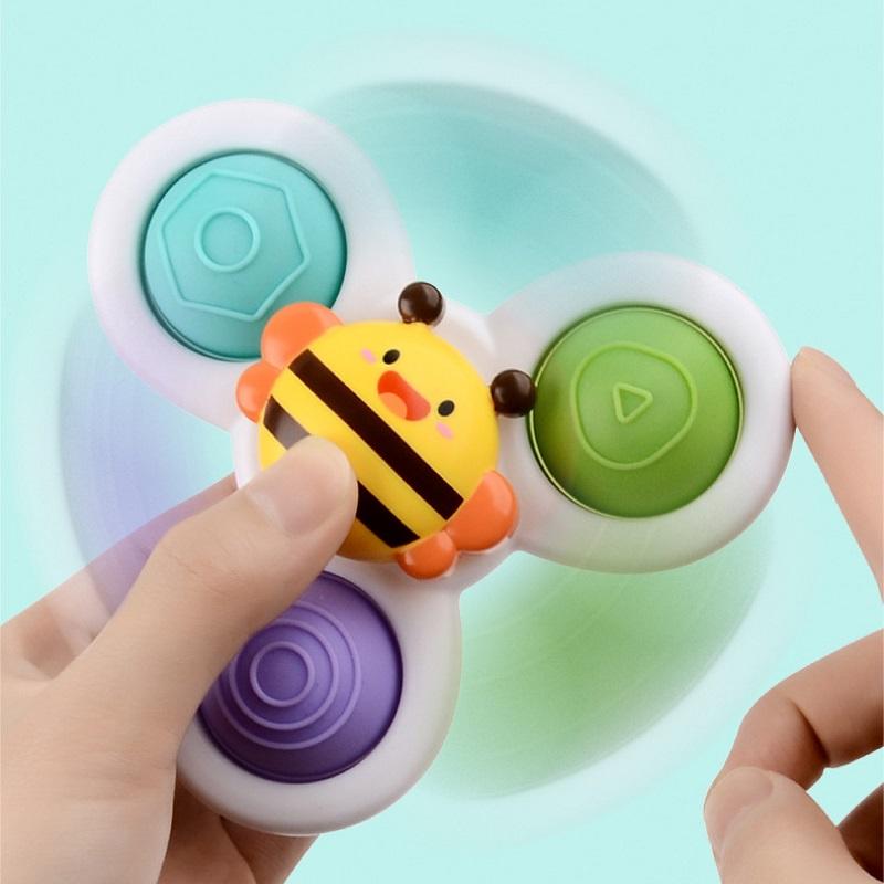 Bộ 3 Con Quay Đồ Chơi Spinner Dán Tường Kiểu Dáng Đáng Yêu Làm Từ Nhựa ABS Và Silicon An Toàn Cho Bé