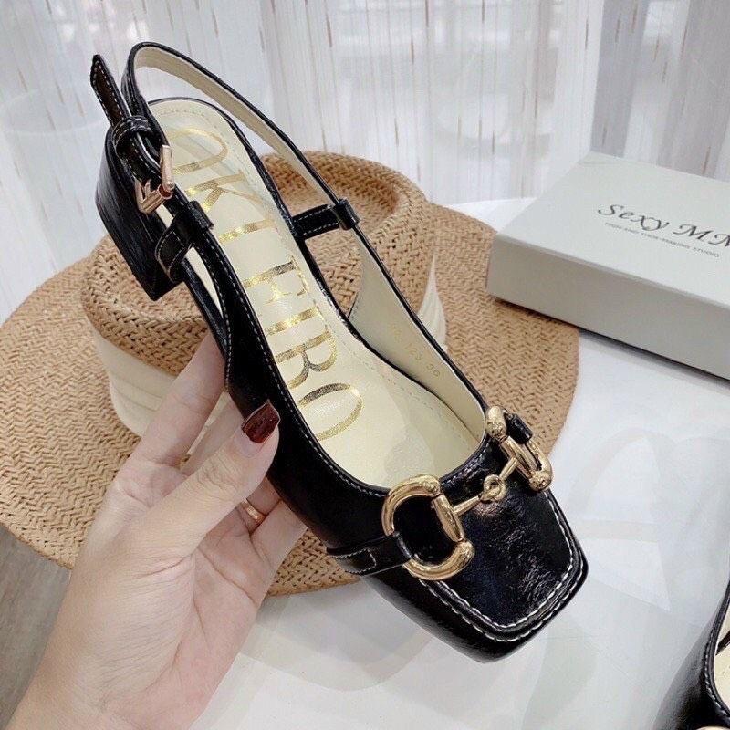 Mẫu mới nhất DÉP SANDAL KHUY 3Cm ĐEN,KEM nhà Na