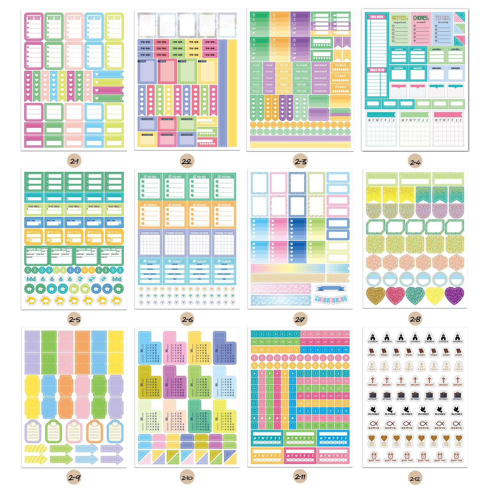 12 Sheets Essentials Planner Sticker Weekly Daily Schedule Sticker Planner Sticky Notes for DIY Calendar Planner Journal