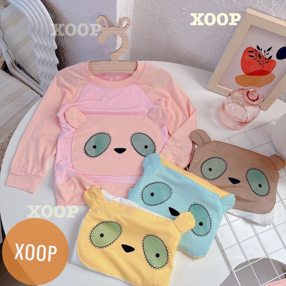 Bộ dài tay chất thun lạnh- Bộ dài tay xoop in họa tiết 2 mắt 2 tai cho bé BD12
