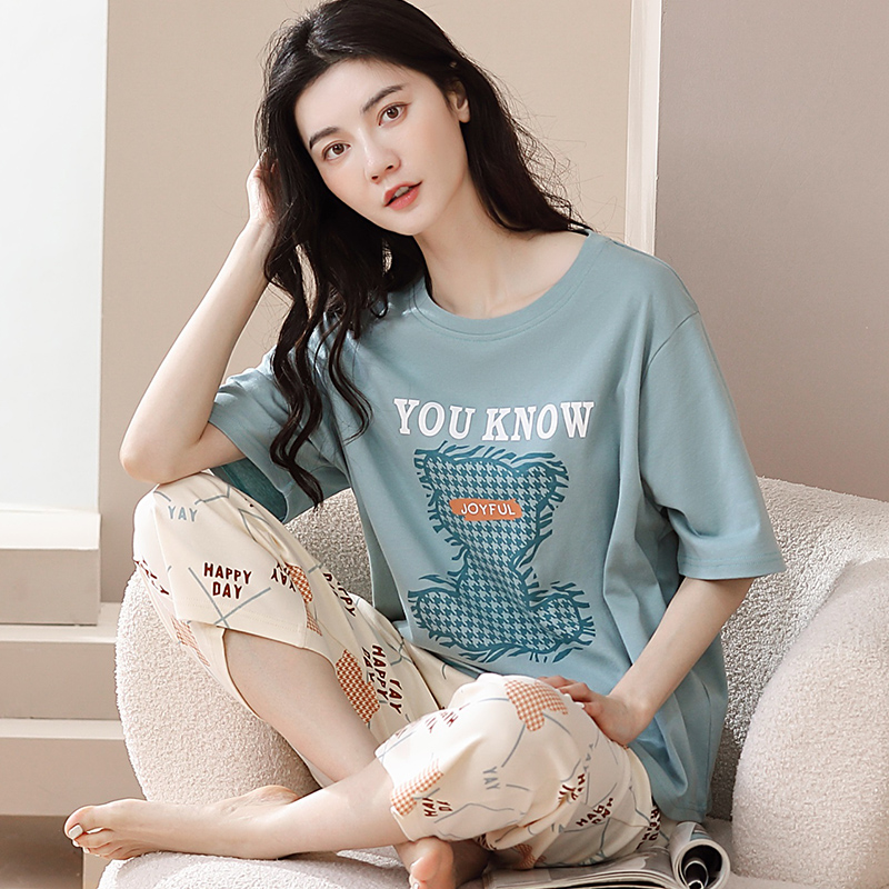 Bộ mặc nhà cotton tay ngắn quần lỡ 6110