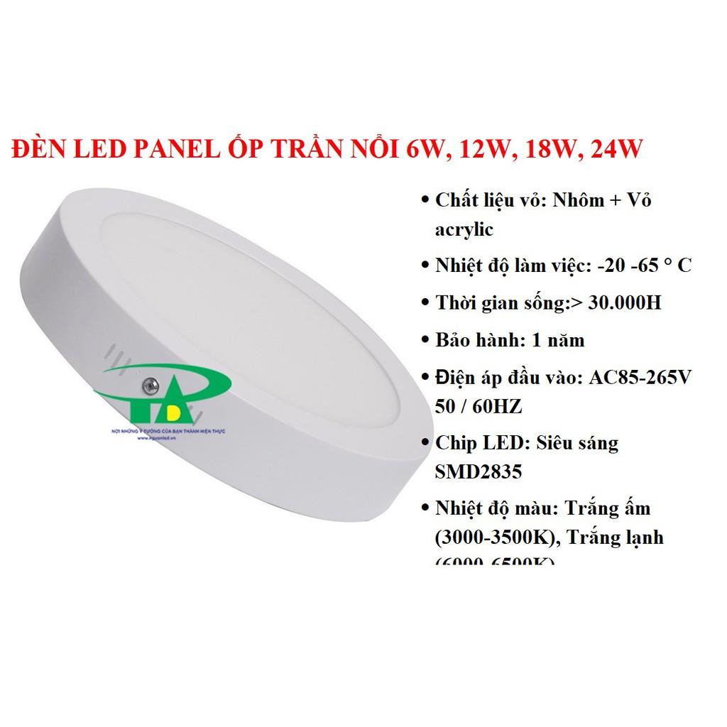 Đèn led ốp trần nổi thạch cao siêu sáng Công suất 6W/12W/18W/24W ánh sáng trắng