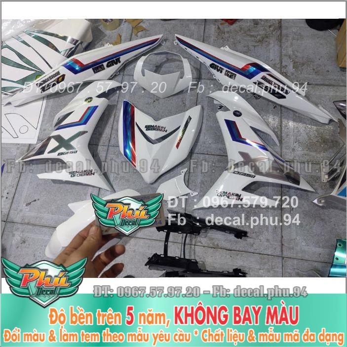 Tem rời Exciter 150 BMW Crom xe trắng
