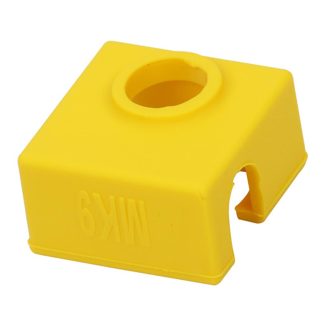 1 Piece MK9 Aluminum Block Silicone Protective Cover For 3D Printer Yellow