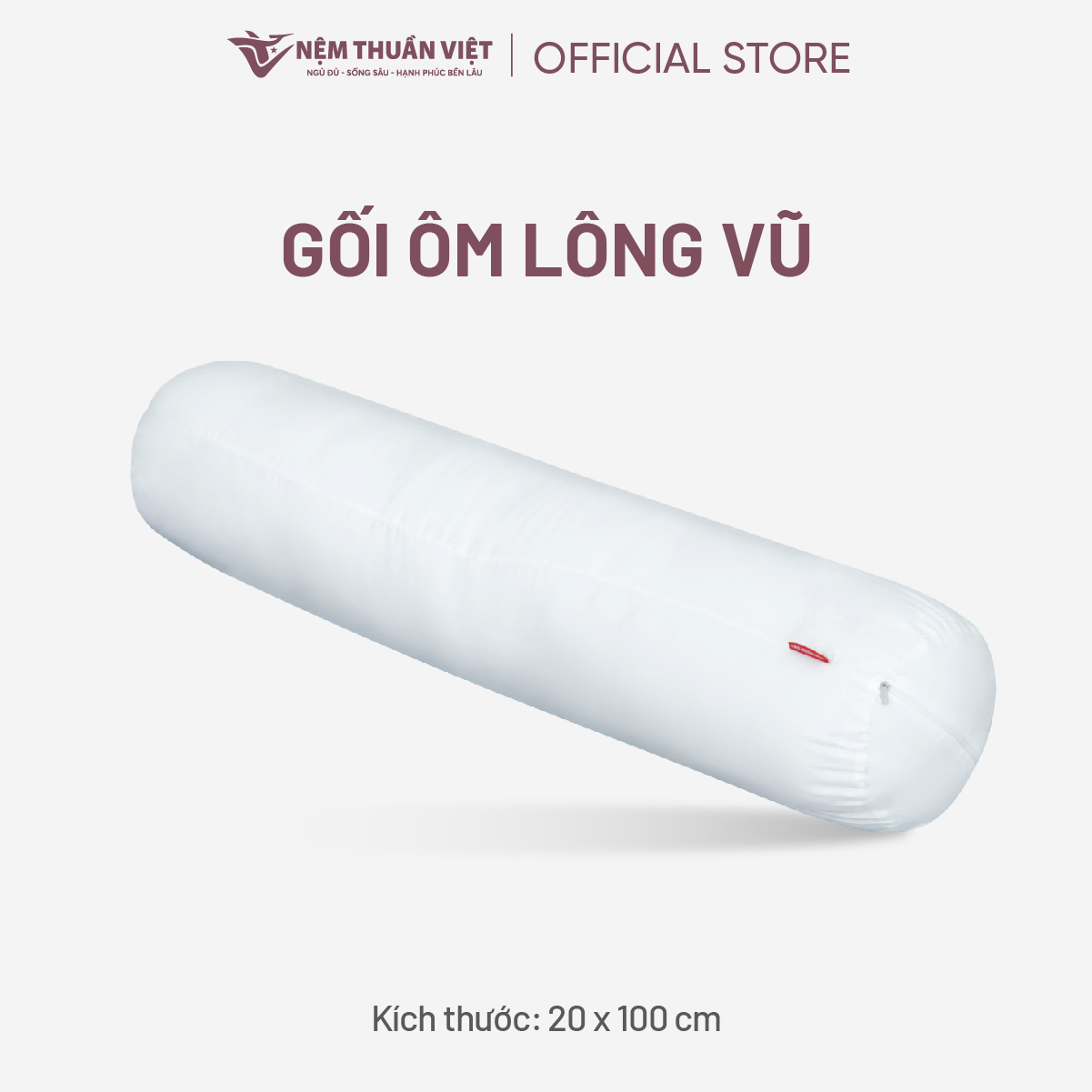 Ruột Gối Ôm Lông Vũ Thuần Việt - Sợi Lông Vũ Nhân Tạo Microfiber Êm Ái Mềm Mịn - KT 20x100cm