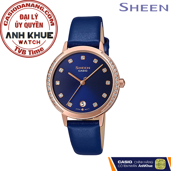 Đồng hồ nữ dây da Casio Sheen chính hãng SHE-4056PGL-2AUDF