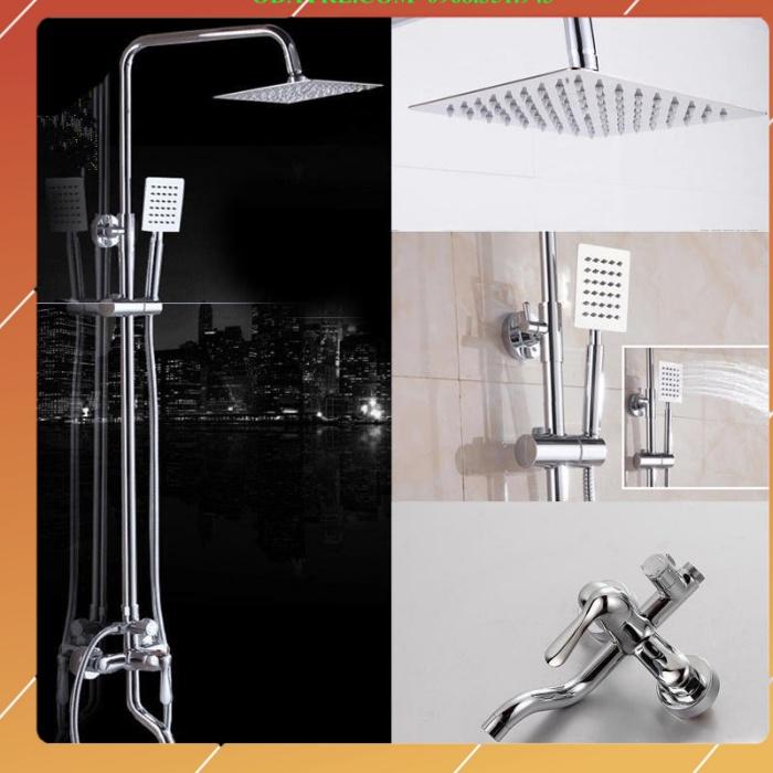 Bộ sen cây tắm đứng hợp kim mạ Crom sáng bóng MAS - bát vuông