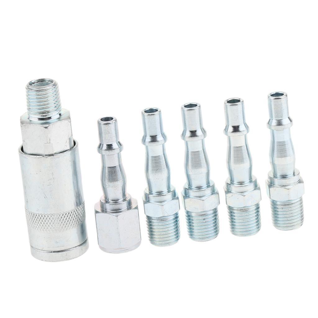 6 Pcs Heavy Duty Quick Coupler Set Air Hose Connector Fittings 1/4 inch Tools Plug