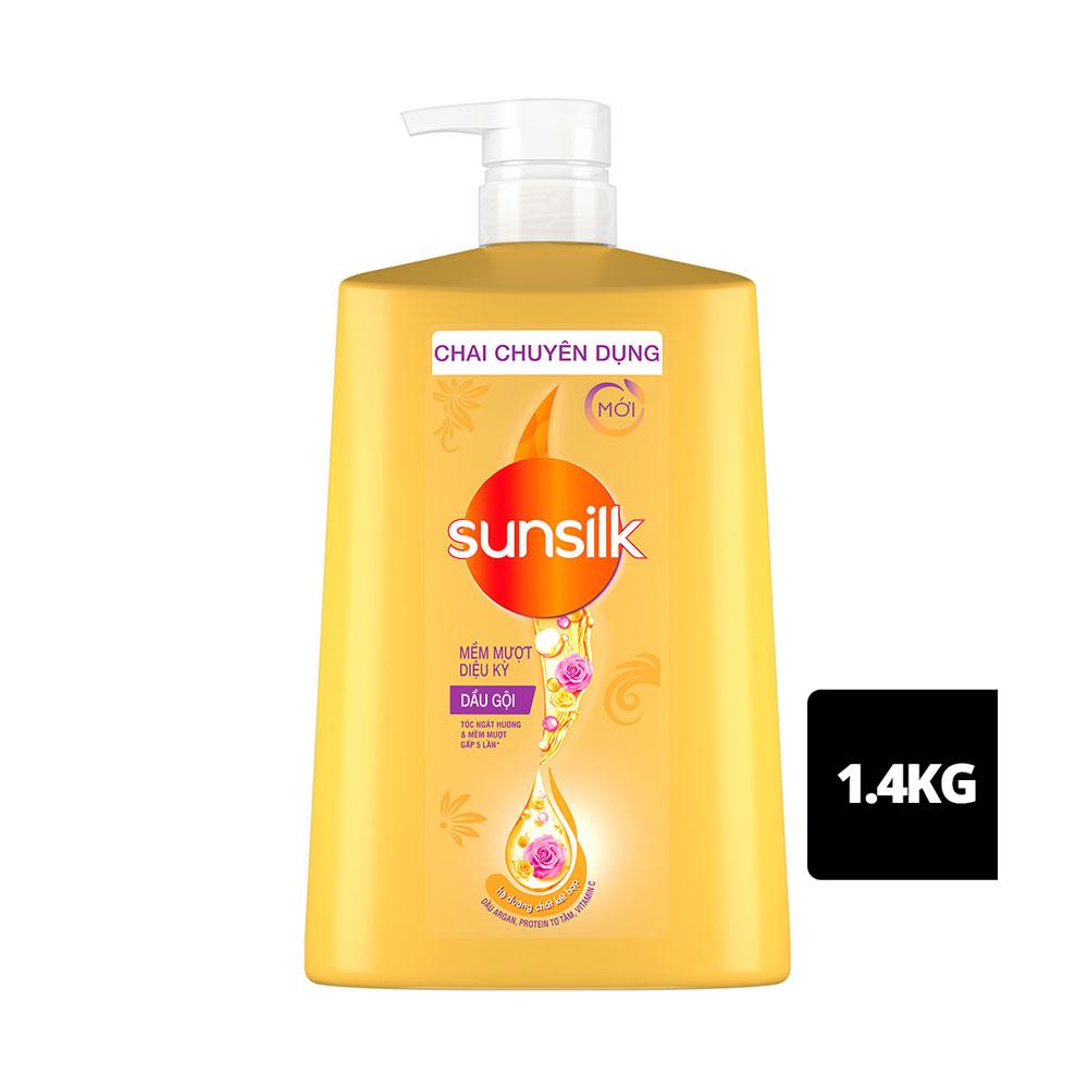 Combo 2 chai Dầu gội Sunsilk Mềm Mượt Diệu Kỳ 1.4kg giúp tóc ngát hương mềm mượt gấp 5 lần với dầu Argan, Protein Tơ Tằm và Vitamin C