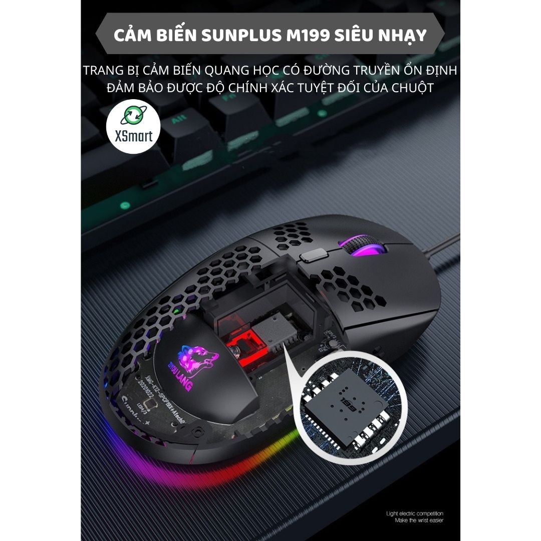 Bộ bàn phím và chuột cơ XSmart kèm tai nghe chụp tai gaming headphone có mic, combo sản phẩm chơi game có LED K2+M8+Q9 7.1 đen - Hàng Chính Hãng