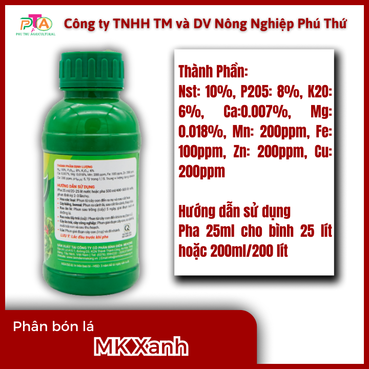 Phân Bón Lá Cao Cấp Đầu Trâu MK Xanh 500ml