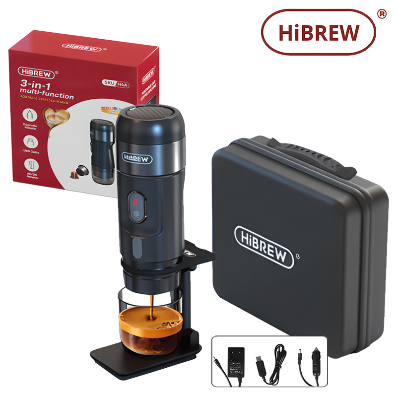 Máy pha cà phê cầm tay Espresso mini 3 trong 1, thương hiệu Mỹ HiBREW cao cấp H4A và H4B - HÀNG CHÍNH HÃNG