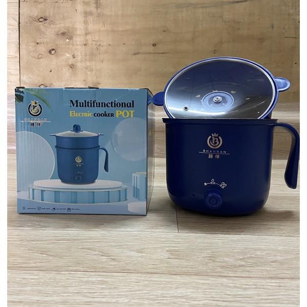 Nồi Lẩu Điện Xanh Mini CHỐNG DÍNH 2 Nấc Nhiệt, Ca Nấu Mì, Nồi Lẩu Siêu Tốc Kèm Giá Hấp