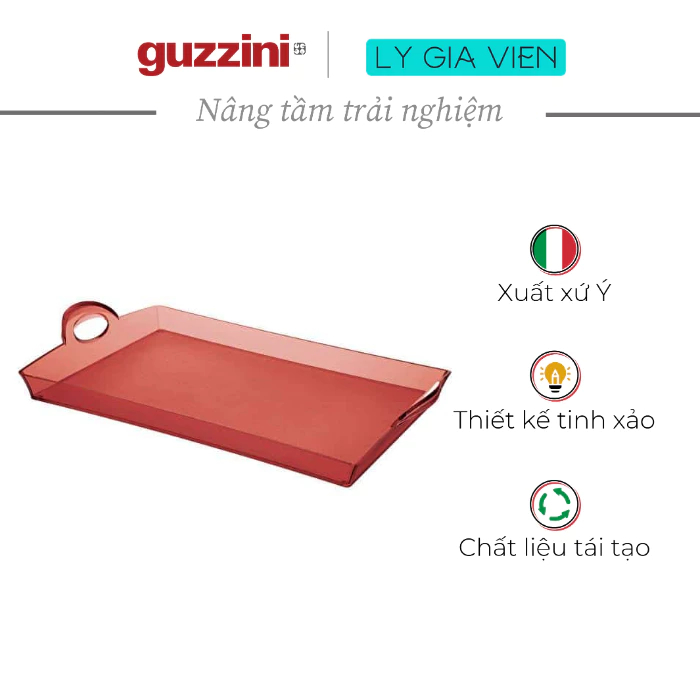 Khay Chữ Nhật Chịu Nhiệt Guzzini HAPPY HOUR Serving Tray - Có Tay Cầm, Kiểu Dáng Chắc Chắc, Chống Trầy Xước - Thích Hợp Trang Trí Không Gian Sống