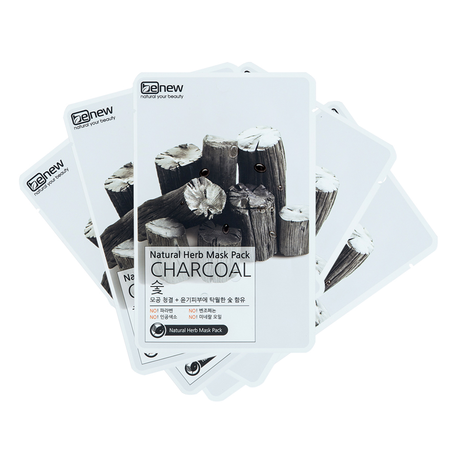 Combo 10 Miếng Mặt Nạ Giấy Than Hoạt Tính Benew Natural Herb Mask Pack Charcoal