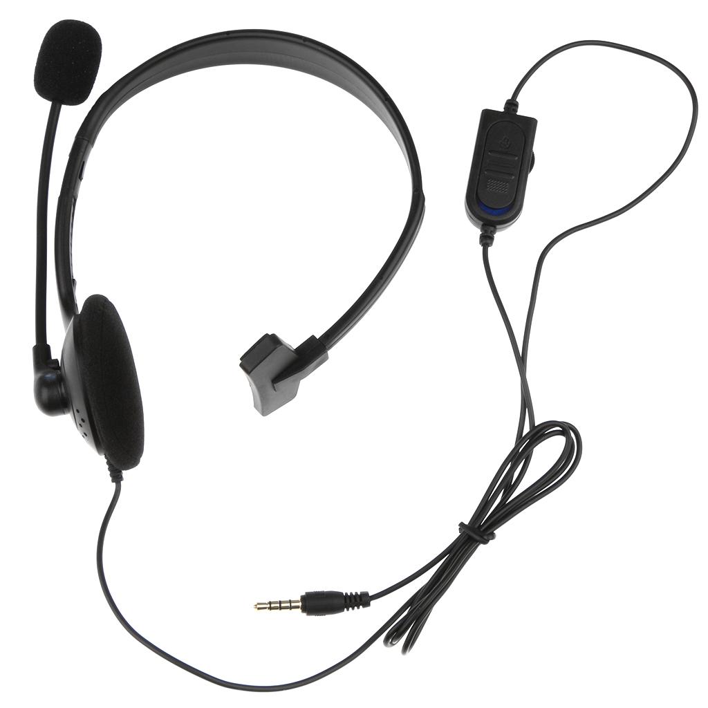 Black 3.5mm Single Earpiece Stereo Headphone Earphone W/ Microphone for