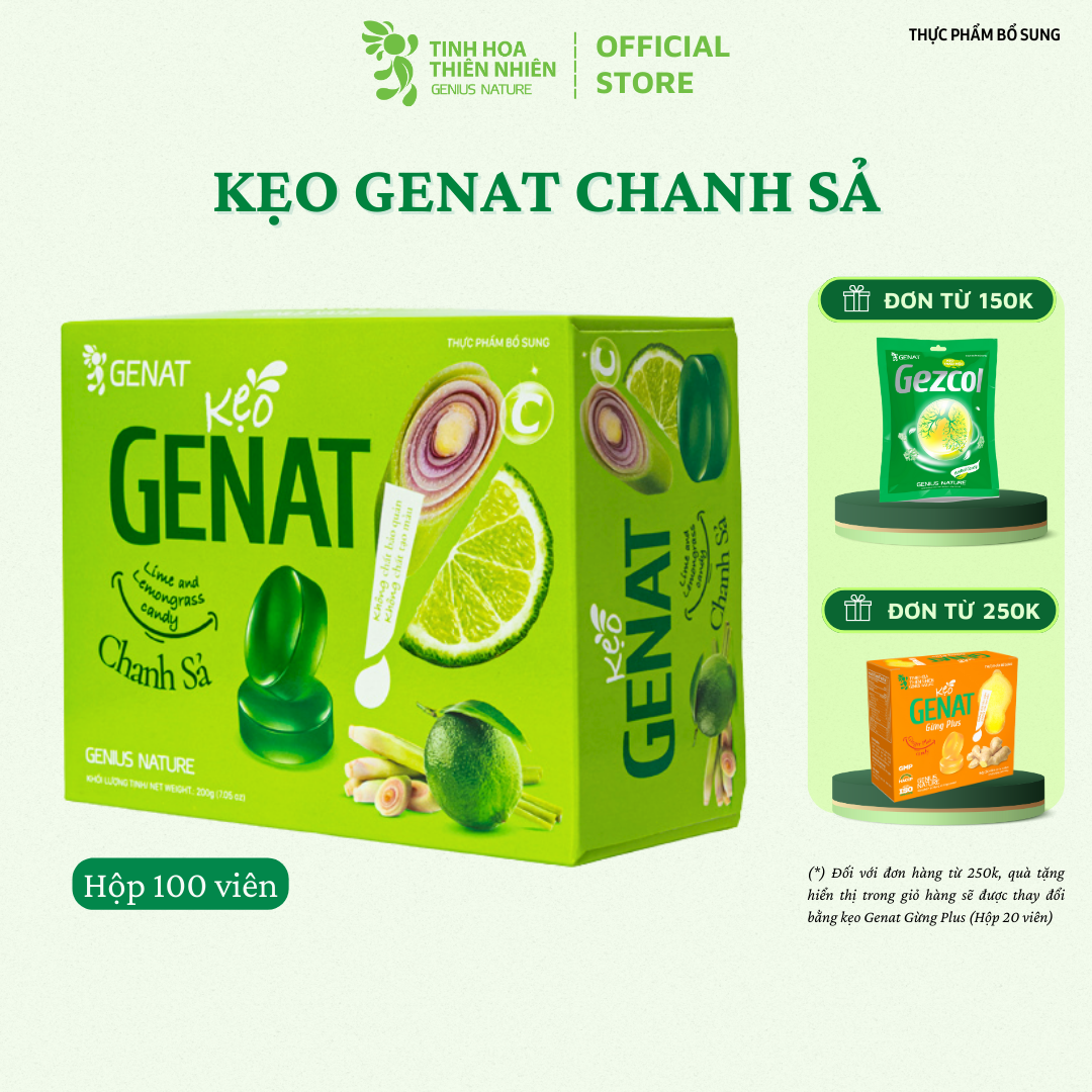 Kẹo ngậm Genat Chanh Sả (Hộp 100 viên)