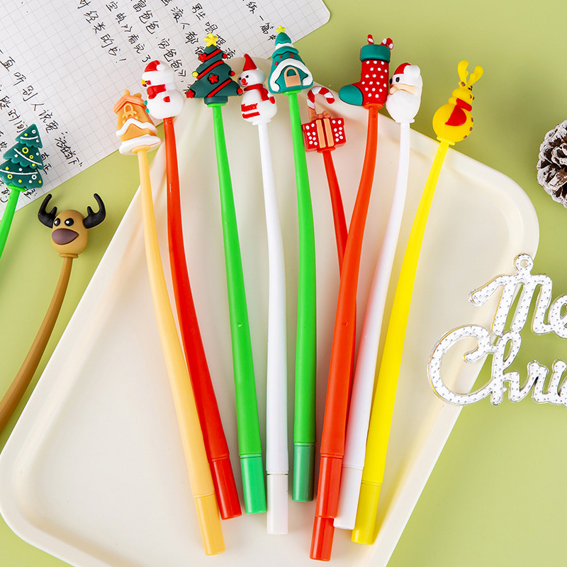 Set 5 Cây Bút gel dẻo noel, giáng sinh mực xanh 0.5mm làm quà tặng merry christmas
