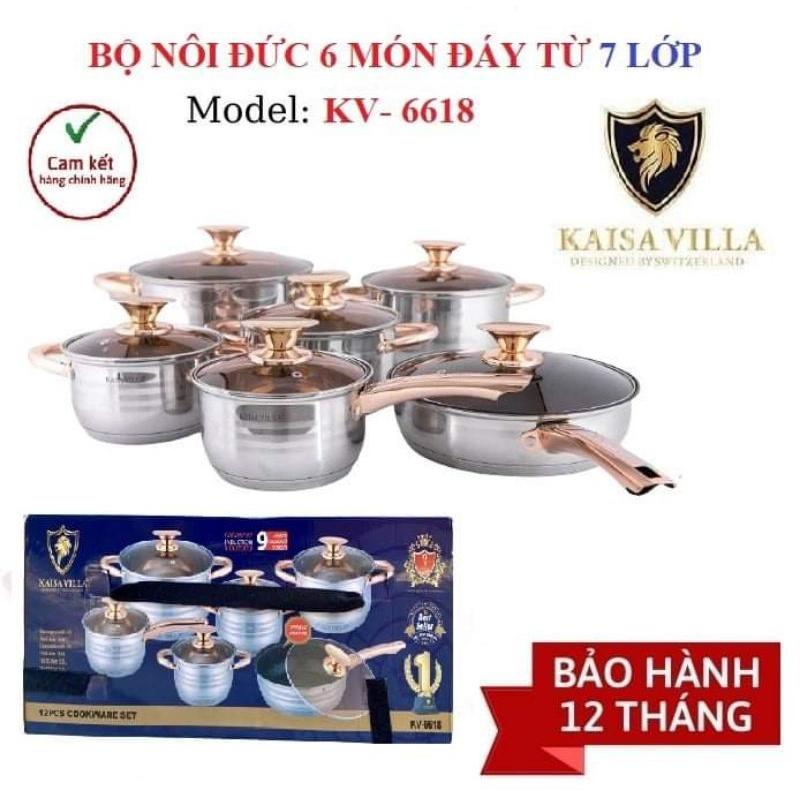 BỘ NỒI ĐỨC KAISA VILLA 6 MÓN 12 CHI TIẾT 9 ĐÁY CAO CẤP