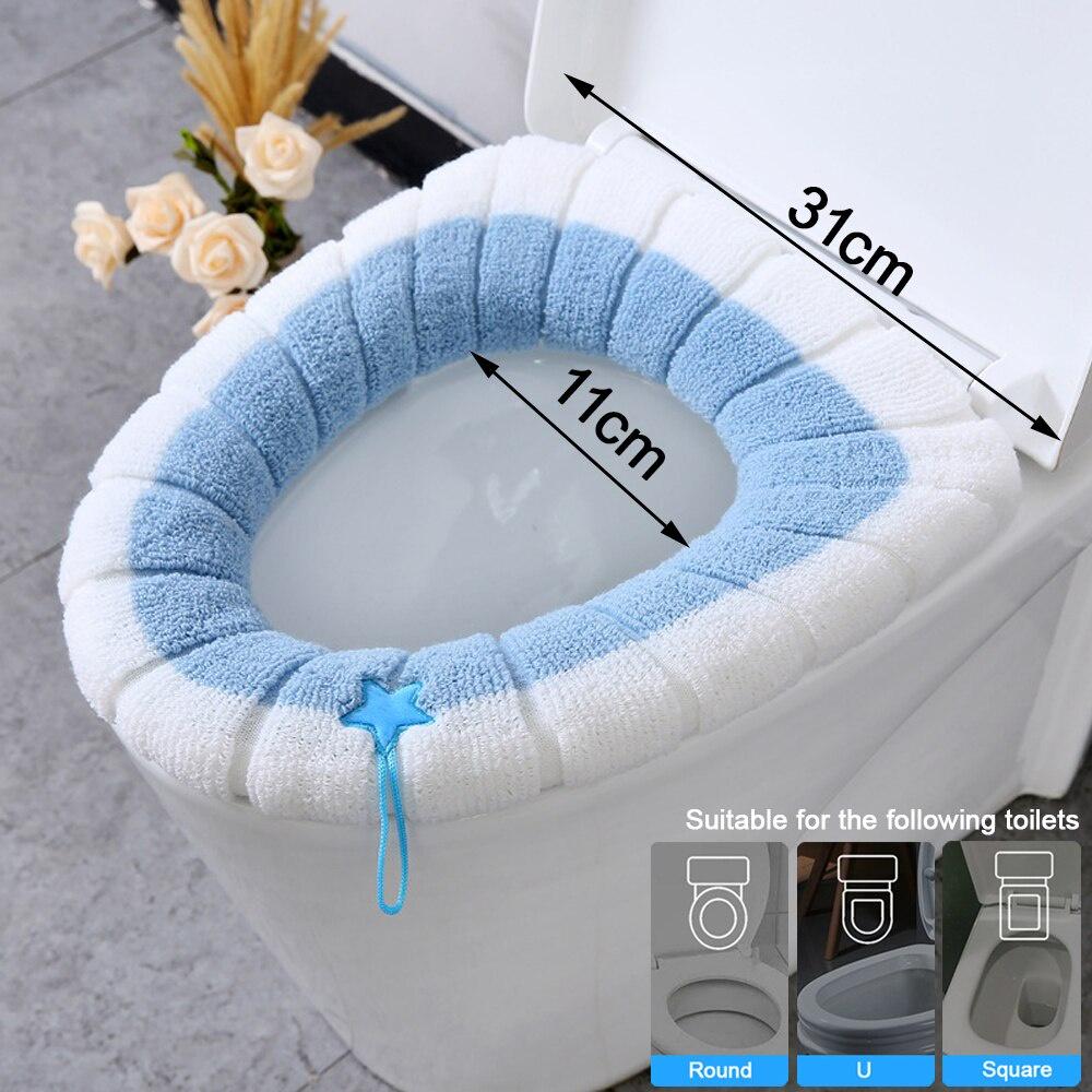 Washable Toilet Seat Case Cover Mat Set Warmer Universal Soft Bathroom Toilet Seat Cushion Cover Closestool Seat Case Lid Covers