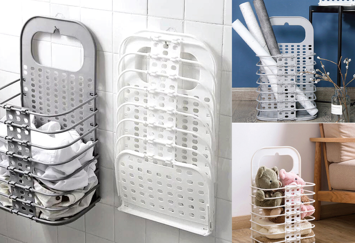 Giỏ đựng đồ gấp gọn thông minh Việt Nhật tặng móc dính, giỏ treo tường đựng quần áo đồ dùng nhà tắm - HÀNG VIỆT NAM