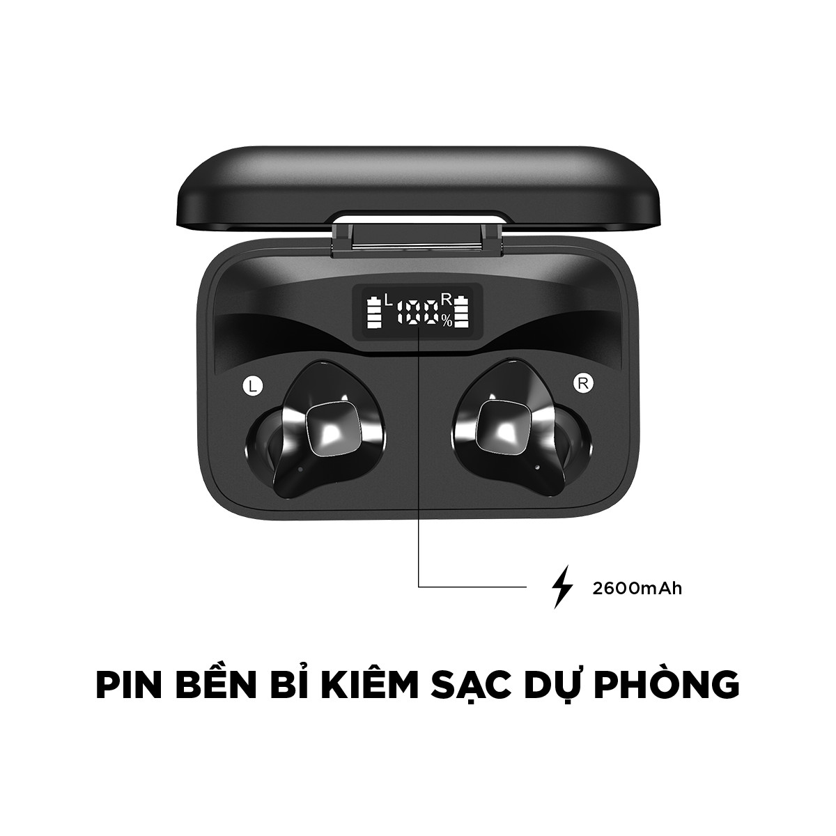 Tai nghe True Wireless Energizer UB2609 Bluetooth V5.0 - tích hợp sạc dự phòng, kháng nước - HÀNG CHÍNH HÃNG