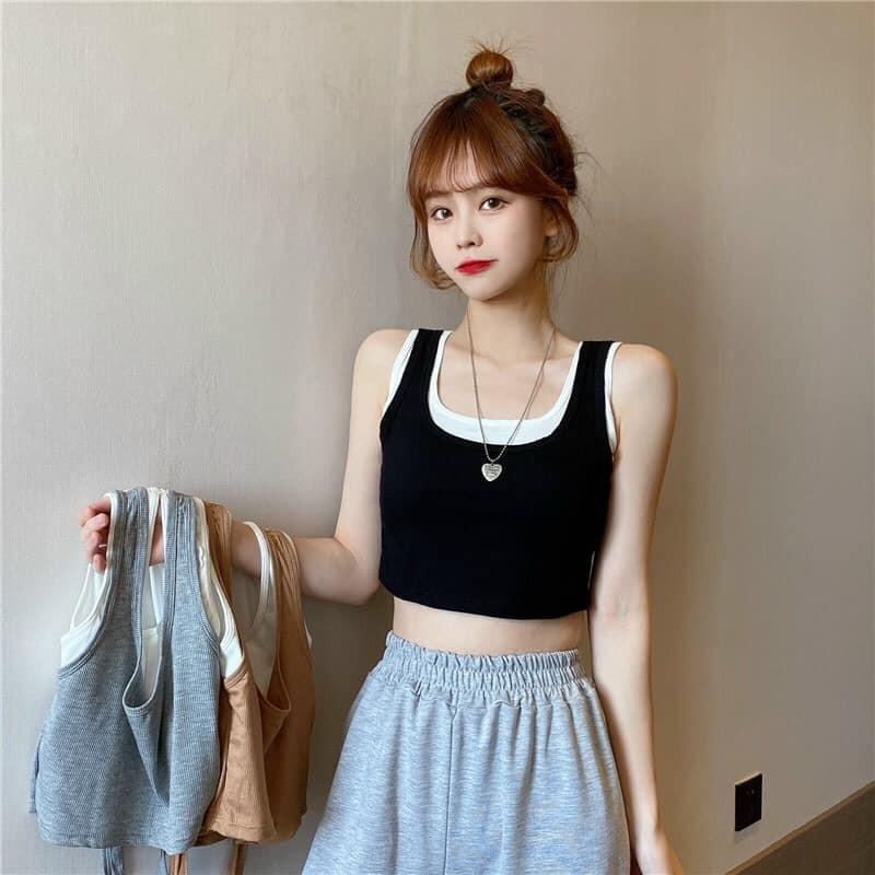 (mới) Áo ba lỗ croptop có đệm ngực hàng đẹp đi chơi đi tập đều đẹp