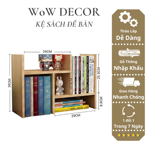 Kệ sách gỗ để bàn, Kệ hồ sơ văn phòng chất liệu gỗ MDF cao cấp