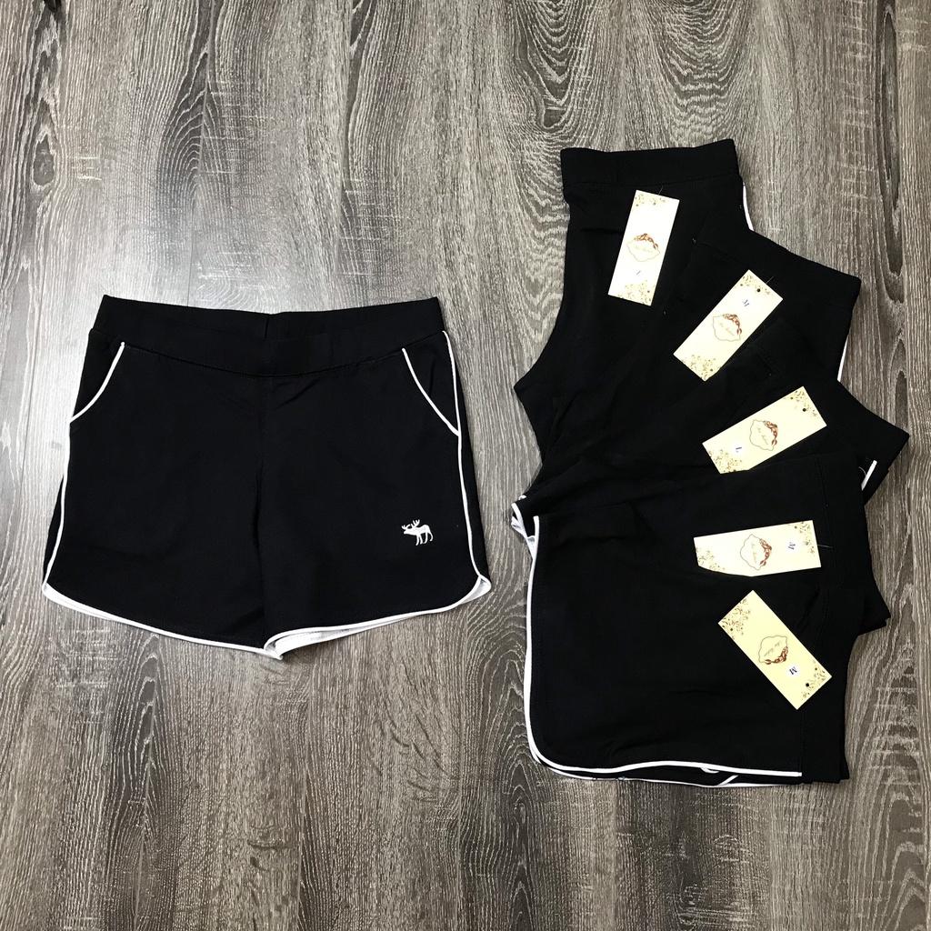 Quần đùi nữ cạp chun đen năng động vải co giãn tốt short thể thao kiểu trơn basic