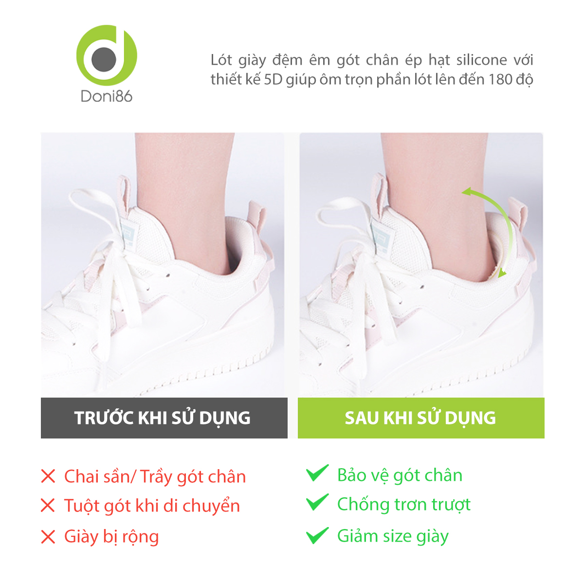 Combo 2 cặp lót giày cao gót hình cánh bướm giúp giảm size, chống trầy da, tuột gót - Doni - DOPK275
