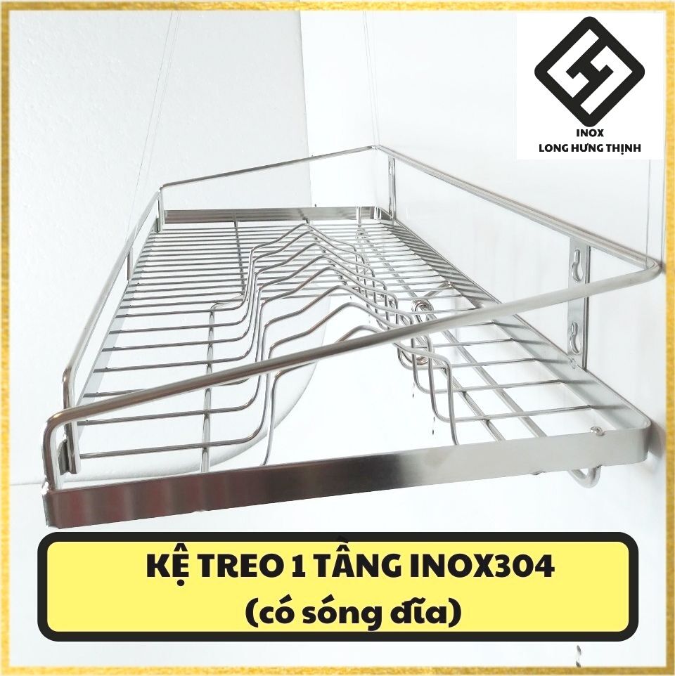 Kệ treo INOX304 cao cấp [Có Sóng Đĩa] - (đủ size) kệ treo 1 tầng đựng tô, chén, bát, đĩa, dụng cụ nhà bếp tiện dụng