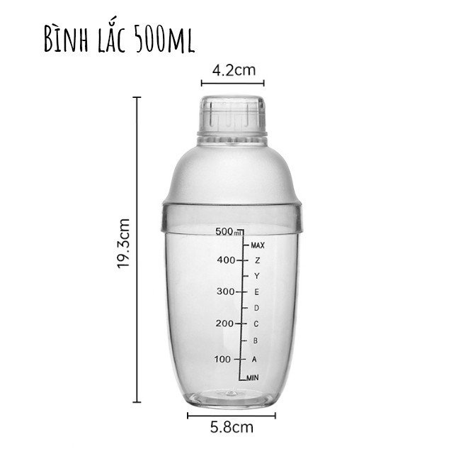 Bình lắc pha chế nhựa Cocktail Shaker 500ml