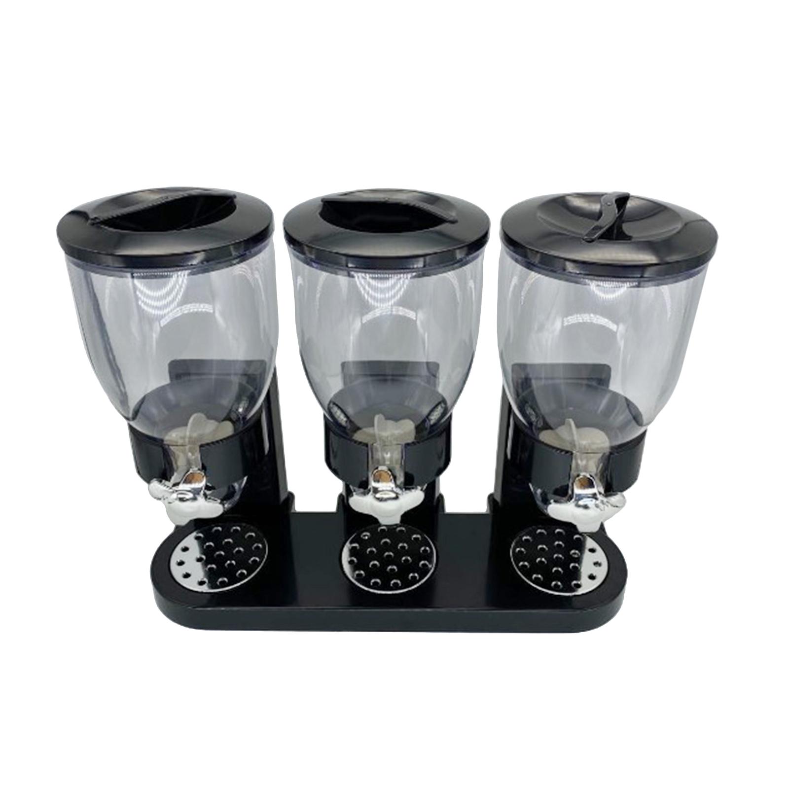 Plastic Triple Canister Cereal Dispenser Machine Storage Bottles Supplies
