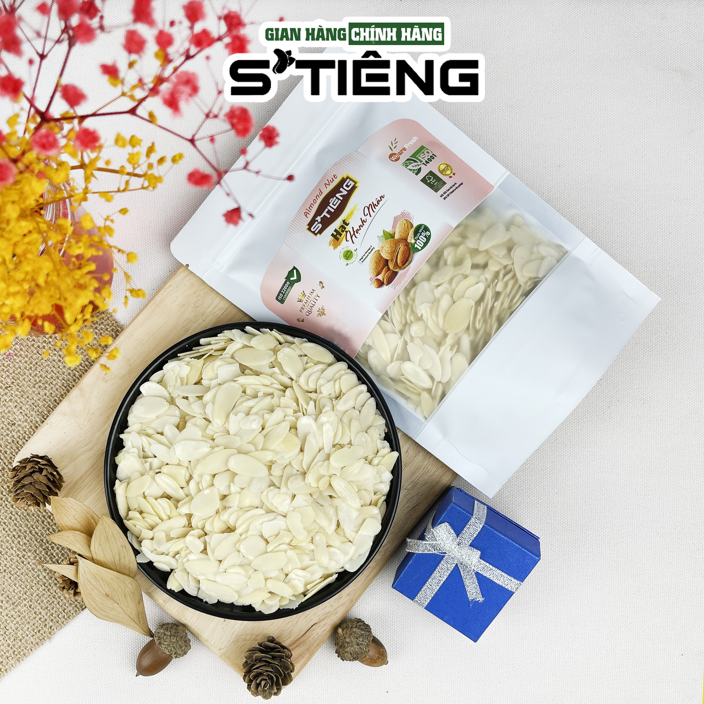 250Gr Hạt Hạnh Nhân Cắt Lát S'TIÊNG Làm Sữa Làm Bánh