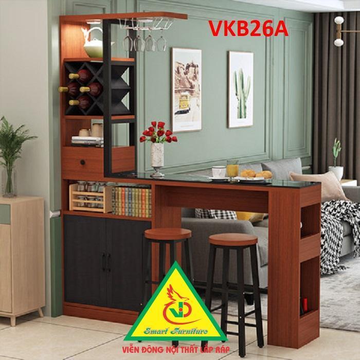 Quầy bar mini, quầy bar nhà bếp kết hợp tủ rượu VKB026A  - Nội thất lắp ráp Viendong Adv