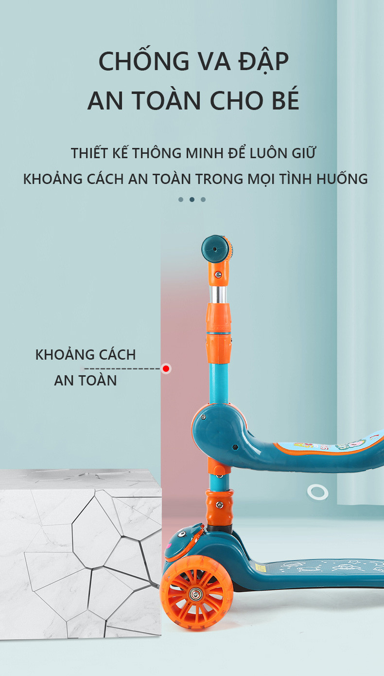 Xe Trượt Scooter Cao Cấp 3 Bánh Phát Sáng, Phát Nhạc - Hàng chính hãng