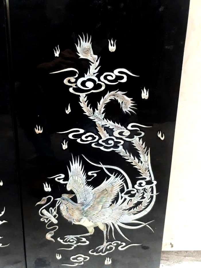 Bộ Tranh Sơn Mài 4 Tấm - LONG LÂN QUY PHỤNG ✨ Khảm Cừ Chìm Cao Cấp – Hàng Xuất Khẩu – Size 80x160 cm