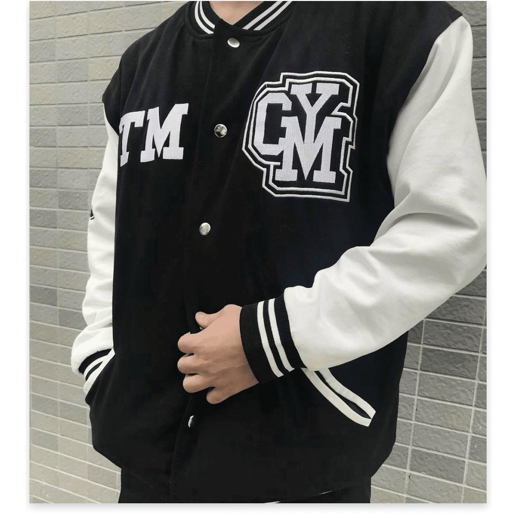 ÁO KHOÁC DÙ BOMBER UNISEX NÚT CÀI PHỐI CHỮ TM CYM PHONG CÁCH BÓNG CHÀY SIÊU HOT