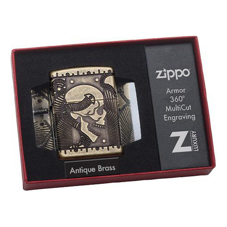 Bật Lửa Zippo 29268 - Steampunk 360 Multicut Antique Brass Armor