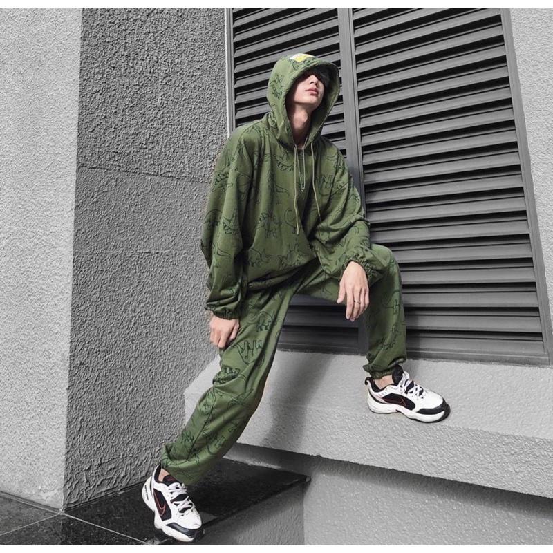 SIÊU PHẨM SET ĐỒ UNISEX KHỦNG LONG XANH