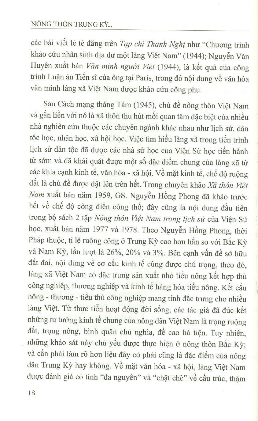 Nông Thôn Trung Kỳ Từ Năm 1858 Đến Năm 1945 (Sách Chuyên Khảo)