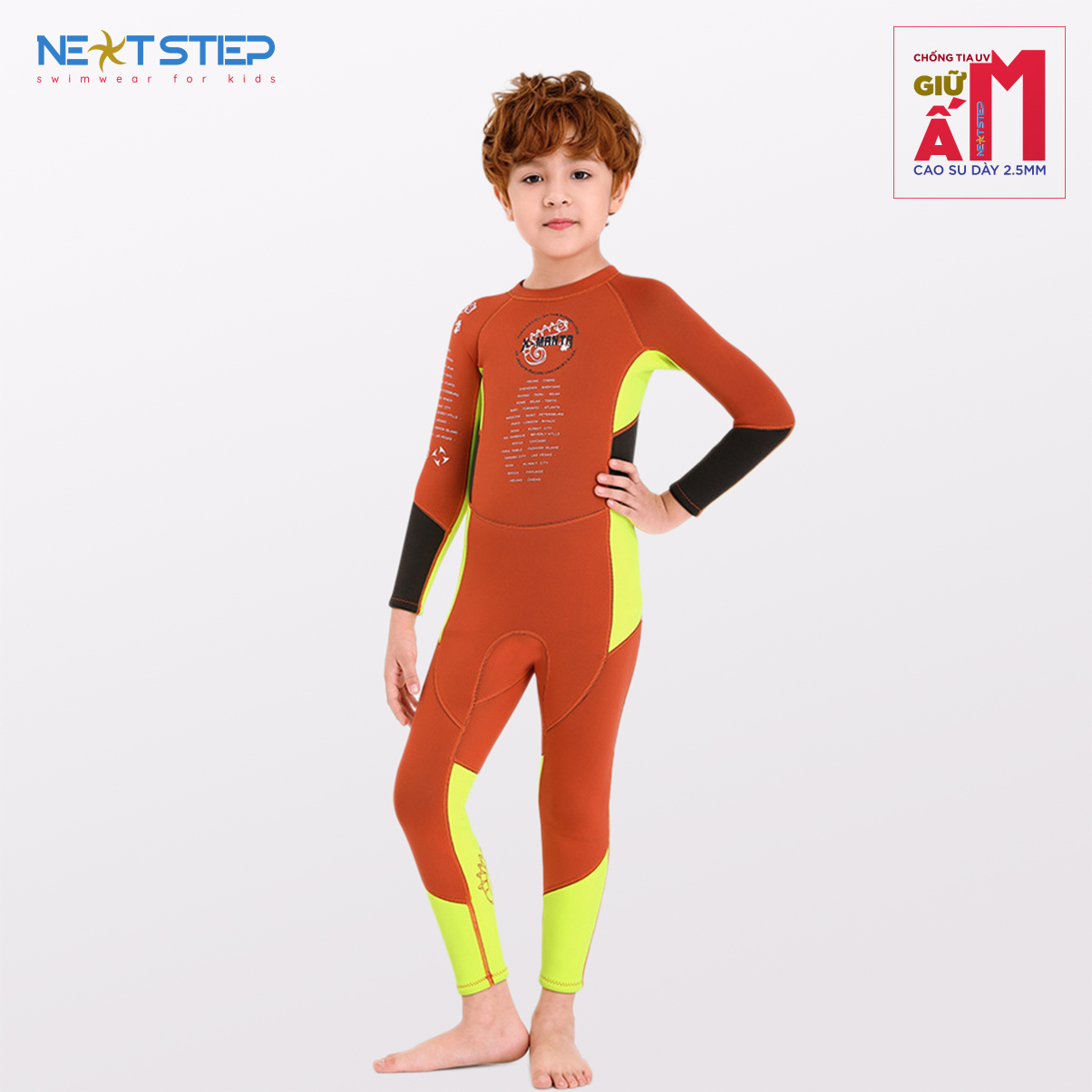 Đồ bơi giữ nhiệt cho bé trai chống nắng chống nước chất liệu cao su Neoprene dày 2.5mm giữ ấm chống tia UV size từ 10kg đến 30kg